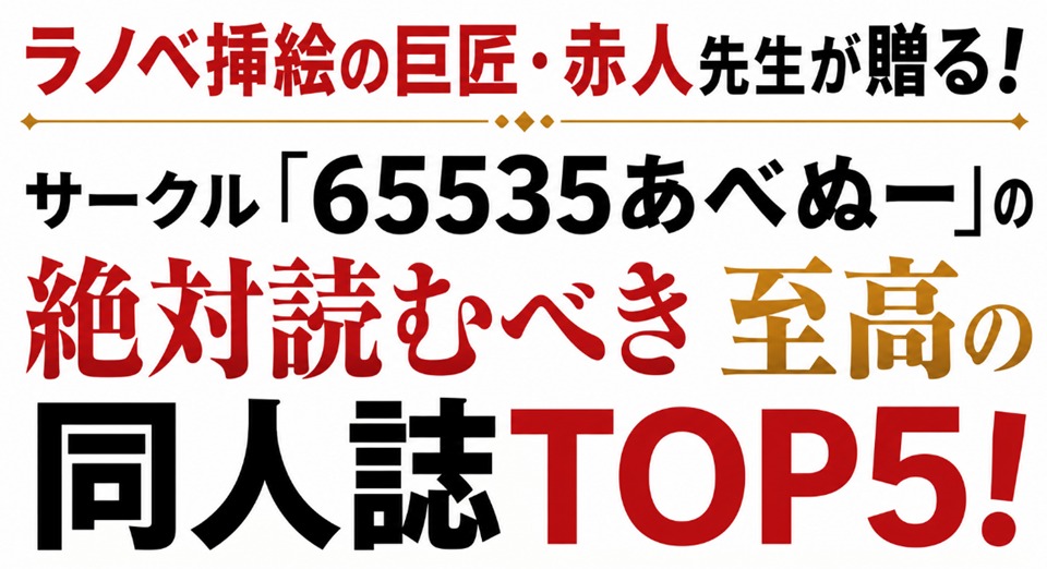 【プロの神画力】ラノベ挿絵の巨匠・赤人先生が贈る！サークル「65535あべぬー」の絶対読むべき至高の同人誌TOP5！